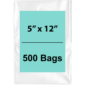 5X12 inches Clear Flat Poly Bags 1.5Mil Open Top (LDPE)